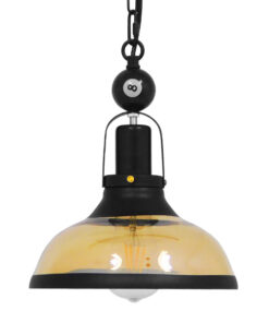 GloboStar® BILLIARD 00971 Vintage Industrial Κρεμαστό Φωτιστικό Οροφής Μονόφωτο 1 x E27 Mαύρο Μεταλλικό Καμπάνα Φ25 x Υ29cm