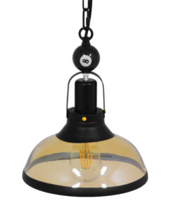 GloboStar® BILLIARD 00971 Vintage Industrial Κρεμαστό Φωτιστικό Οροφής Μονόφωτο 1 x E27 Mαύρο Μεταλλικό Καμπάνα Φ25 x Υ29cm