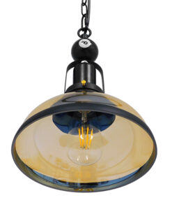 GloboStar® BILLIARD 00971 Vintage Industrial Κρεμαστό Φωτιστικό Οροφής Μονόφωτο 1 x E27 Mαύρο Μεταλλικό Καμπάνα Φ25 x Υ29cm