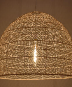 GloboStar® MALIBU 00974 Vintage Κρεμαστό Φωτιστικό Οροφής Μονόφωτο 1 x E27 Μπεζ Ξύλινο Μπαμπού Φ100 x Y86cm