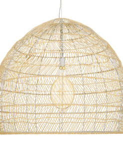 GloboStar® MALIBU 00974 Vintage Κρεμαστό Φωτιστικό Οροφής Μονόφωτο 1 x E27 Μπεζ Ξύλινο Μπαμπού Φ100 x Y86cm