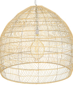 GloboStar® MALIBU 00974 Vintage Κρεμαστό Φωτιστικό Οροφής Μονόφωτο 1 x E27 Μπεζ Ξύλινο Μπαμπού Φ100 x Y86cm