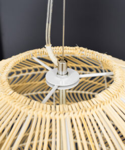 GloboStar® MALIBU 00974 Vintage Κρεμαστό Φωτιστικό Οροφής Μονόφωτο 1 x E27 Μπεζ Ξύλινο Μπαμπού Φ100 x Y86cm