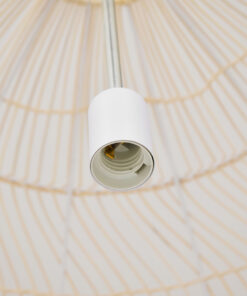 GloboStar® MALIBU 00974 Vintage Κρεμαστό Φωτιστικό Οροφής Μονόφωτο 1 x E27 Μπεζ Ξύλινο Μπαμπού Φ100 x Y86cm