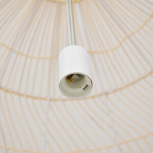 GloboStar® MALIBU 00974 Vintage Κρεμαστό Φωτιστικό Οροφής Μονόφωτο 1 x E27 Μπεζ Ξύλινο Μπαμπού Φ100 x Y86cm