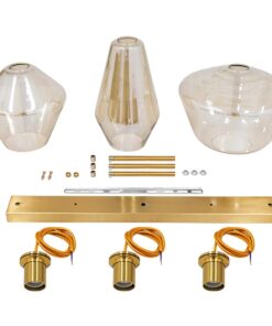 GloboStar® AMARIS 00977 Μοντέρνο Κρεμαστό Φωτιστικό Οροφής Τρίφωτο 3 x E27 Γυάλινο Φιμέ Μελί Μ75 x Π30 x Υ30cm