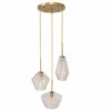 GloboStar® AMARIS 00978 Μοντέρνο Κρεμαστό Φωτιστικό Οροφής Τρίφωτο Γυάλινο Φιμέ Μελί Φ50 x Υ30cm