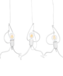GloboStar® FIGURE 10000981 Μοντέρνο Κρεμαστό Παιδικό Φωτιστικό Οροφής Τρίφωτο 3 x E27 Λευκό Μεταλλικό Φιγούρα Μ70 x Π10 x Υ105cm