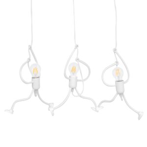 GloboStar® FIGURE 10000981 Μοντέρνο Κρεμαστό Παιδικό Φωτιστικό Οροφής Τρίφωτο 3 x E27 Λευκό Μεταλλικό Φιγούρα Μ70 x Π10 x Υ105cm