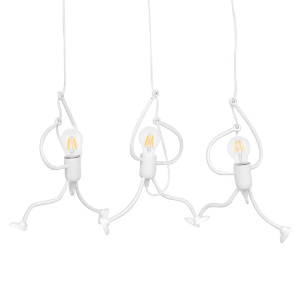 GloboStar® FIGURE 10000981 Μοντέρνο Κρεμαστό Παιδικό Φωτιστικό Οροφής Τρίφωτο 3 x E27 Λευκό Μεταλλικό Φιγούρα Μ70 x Π10 x Υ105cm