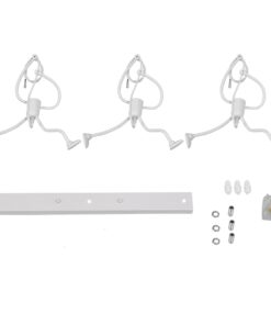 GloboStar® LITTLE MAN 00981 SET Μοντέρνο Κρεμαστό Φωτιστικό Οροφής Τρίφωτο 3 x E27 Λευκό Μεταλλικό Μ70 x Π10 x Υ105cm