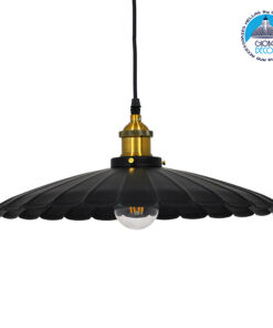 GloboStar® MARGI 00982 Vintage Industrial Κρεμαστό Φωτιστικό Οροφής Μονόφωτο Μαύρο Μεταλλικό Καμπάνα Φ40 x Y15cm