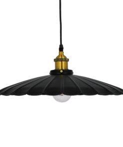 GloboStar® MARGI 00982 Vintage Industrial Κρεμαστό Φωτιστικό Οροφής Μονόφωτο Μαύρο Μεταλλικό Καμπάνα Φ40 x Y15cm