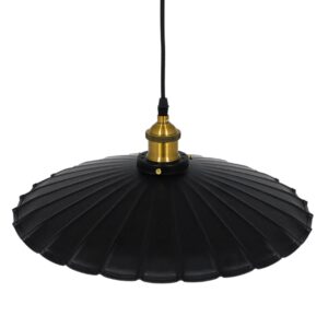GloboStar® MARGI 00982 Vintage Industrial Κρεμαστό Φωτιστικό Οροφής Μονόφωτο Μαύρο Μεταλλικό Καμπάνα Φ40 x Y15cm