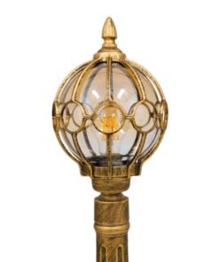 Vintage Industrial Φωτιστικό Δαπέδου Μονόφωτο Μπρονζέ Χρυσό Μεταλλικό Πλέγμα με Μελί Γυαλί Φ18 GloboStar ETOILE 00985