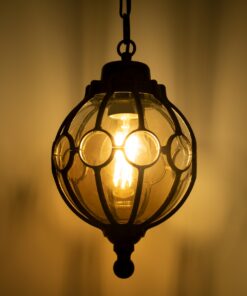 GloboStar® ETOILE 00988 Vintage Industrial Κρεμαστό Φωτιστικό Οροφής Μονόφωτο 1 x E27 Μπρονζέ Χρυσό Μεταλλικό Πλέγμα με Μελί Γυαλί Φ18 x Υ27cm