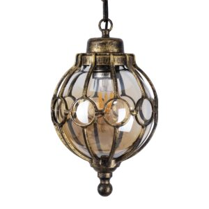 GloboStar® ETOILE 00988 Vintage Industrial Κρεμαστό Φωτιστικό Οροφής Μονόφωτο 1 x E27 Μπρονζέ Χρυσό Μεταλλικό Πλέγμα με Μελί Γυαλί Φ18 x Υ27cm