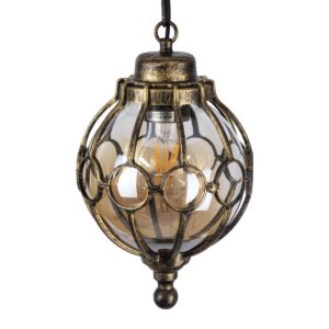 GloboStar® ETOILE 00988 Vintage Industrial Κρεμαστό Φωτιστικό Οροφής Μονόφωτο 1 x E27 Μπρονζέ Χρυσό Μεταλλικό Πλέγμα με Μελί Γυαλί Φ18 x Υ27cm