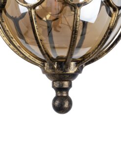 GloboStar® ETOILE 00988 Vintage Industrial Κρεμαστό Φωτιστικό Οροφής Μονόφωτο 1 x E27 Μπρονζέ Χρυσό Μεταλλικό Πλέγμα με Μελί Γυαλί Φ18 x Υ27cm