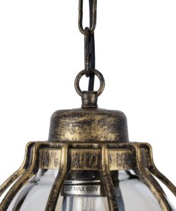 GloboStar® ETOILE 00988 Vintage Industrial Κρεμαστό Φωτιστικό Οροφής Μονόφωτο 1 x E27 Μπρονζέ Χρυσό Μεταλλικό Πλέγμα με Μελί Γυαλί Φ18 x Υ27cm