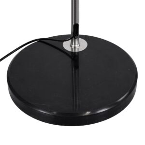 GloboStar® PRAGUE 00989 Μοντέρνο Φωτιστικό Δαπέδου Μονόφωτο 1 x E27 Ασημί Μεταλλικό Καμπάνα & Μαύρη Μαρμάρινη Βάση L90 x W29.5 x H180cm