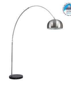 GloboStar® PRAGUE 00990 Μοντέρνο Φωτιστικό Δαπέδου Μονόφωτο 1 x E27 Ασημί Μεταλλικό Καμπάνα & Μαύρη Μαρμάρινη Βάση L210 x W45 x H220cm