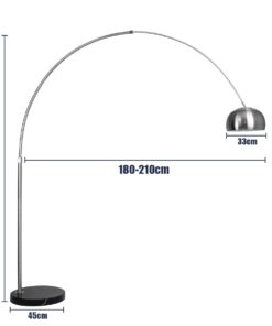 GloboStar® PRAGUE 00990 Μοντέρνο Φωτιστικό Δαπέδου Μονόφωτο 1 x E27 Ασημί Μεταλλικό Καμπάνα & Μαύρη Μαρμάρινη Βάση L210 x W45 x H220cm