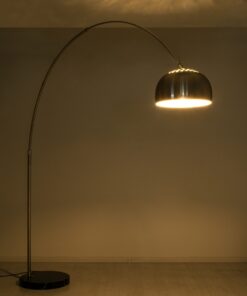 GloboStar® PRAGUE 00990 Μοντέρνο Φωτιστικό Δαπέδου Μονόφωτο 1 x E27 Ασημί Μεταλλικό Καμπάνα & Μαύρη Μαρμάρινη Βάση L210 x W45 x H220cm