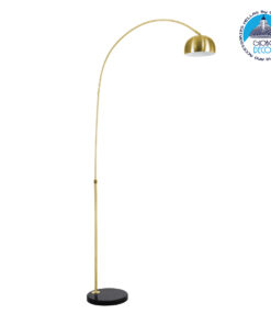 GloboStar® PRAGUE 00991 Μοντέρνο Φωτιστικό Δαπέδου Μονόφωτο 1 x E27 Χρυσό Μεταλλικό Καμπάνα & Μαύρη Μαρμάρινη Βάση L90 x W29.5 x H180cm