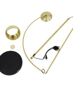 GloboStar® PRAGUE 00991 Μοντέρνο Φωτιστικό Δαπέδου Μονόφωτο 1 x E27 Χρυσό Μεταλλικό Καμπάνα & Μαύρη Μαρμάρινη Βάση L90 x W29.5 x H180cm