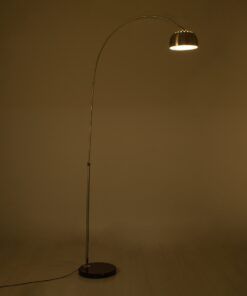 GloboStar® PRAGUE 00991 Μοντέρνο Φωτιστικό Δαπέδου Μονόφωτο 1 x E27 Χρυσό Μεταλλικό Καμπάνα & Μαύρη Μαρμάρινη Βάση L90 x W29.5 x H180cm