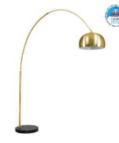 GloboStar® PRAGUE 00992 Μοντέρνο Φωτιστικό Δαπέδου Μονόφωτο 1 x E27 Χρυσό Μεταλλικό Καμπάνα & Μαύρη Μαρμάρινη Βάση L210 x W45 x H220cm