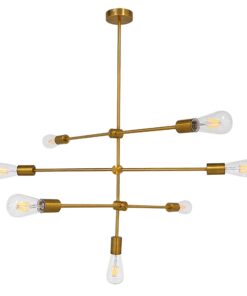 GloboStar® ESTHER 00993 Μοντέρνο Industrial Φωτιστικό Οροφής Πολύφωτο 7 x E27 Χρυσό Μεταλλικό Φ75 x Υ88cm