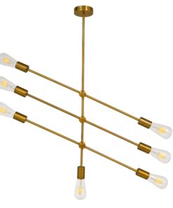 GloboStar® ESTHER 00993 Μοντέρνο Industrial Φωτιστικό Οροφής Πολύφωτο 7 x E27 Χρυσό Μεταλλικό Φ75 x Υ88cm