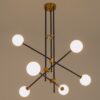 GloboStar® VELVET 00994 Μοντέρνο Industrial Φωτιστικό Οροφής Πολύφωτο 6 x G9 Μαύρο – Χρυσό Μεταλλικό Φ80 x Y85cm