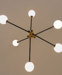 GloboStar® VELVET 00994 Μοντέρνο Industrial Φωτιστικό Οροφής Πολύφωτο 6 x G9 Μαύρο – Χρυσό Μεταλλικό Φ80 x Y85cm