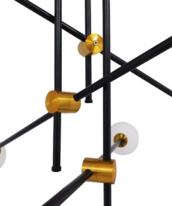 GloboStar® VELVET 00994 Μοντέρνο Industrial Φωτιστικό Οροφής Πολύφωτο 6 x G9 Μαύρο – Χρυσό Μεταλλικό Φ80 x Y85cm