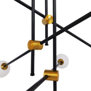 GloboStar® VELVET 00994 Μοντέρνο Industrial Φωτιστικό Οροφής Πολύφωτο 6 x G9 Μαύρο – Χρυσό Μεταλλικό Φ80 x Y85cm