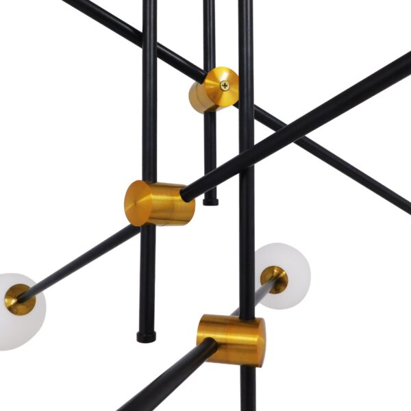 GloboStar® VELVET 00994 Μοντέρνο Industrial Φωτιστικό Οροφής Πολύφωτο 6 x G9 Μαύρο – Χρυσό Μεταλλικό Φ80 x Y85cm