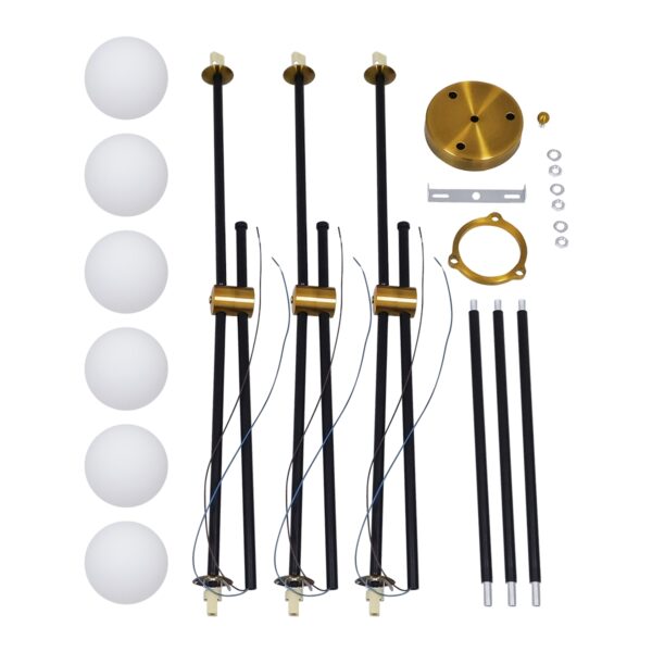GloboStar® VELVET 00994 Μοντέρνο Industrial Φωτιστικό Οροφής Πολύφωτο 6 x G9 Μαύρο – Χρυσό Μεταλλικό Φ80 x Y85cm