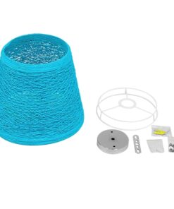 GloboStar® PLAYROOM 00995 Vintage Κρεμαστό Φωτιστικό Οροφής Μονόφωτο 1 x E27 Θαλασσί Ξύλινο Ψάθινο Rattan Φ32 x Υ27cm