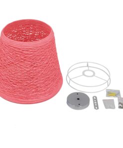 GloboStar® PLAYROOM 00996 Vintage Κρεμαστό Φωτιστικό Οροφής Μονόφωτο 1 x E27 Ροζ Ξύλινο Ψάθινο Rattan Φ32 x Υ27cm