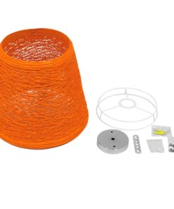 GloboStar® PLAYROOM 00997 Vintage Κρεμαστό Φωτιστικό Οροφής Μονόφωτο 1 x E27 Πορτοκαλί Ξύλινο Ψάθινο Rattan Φ32 x Υ27cm