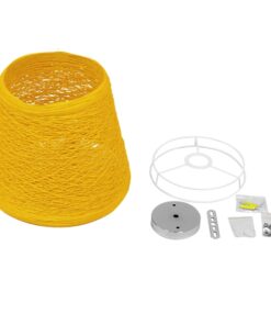 GloboStar® PLAYROOM 00998 Vintage Κρεμαστό Φωτιστικό Οροφής Μονόφωτο 1 x E27 Κίτρινο Ξύλινο Ψάθινο Rattan Φ32 x Υ27cm