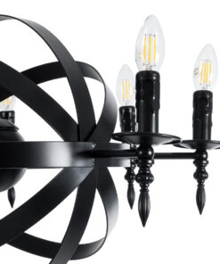 GloboStar® ESTELLE 01003 Vintage Industrial Κρεμαστό Φωτιστικό Οροφής Πολύφωτο 8 x E14 AC220-240V IP20 – Φ65 x Y50cm – Μαύρο Μεταλλικό Πολυέλαιος Πλέγμα – 5 Χρόνια Εγγύηση