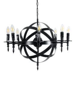 GloboStar® ESTELLE 01003 Vintage Industrial Κρεμαστό Φωτιστικό Οροφής Πολύφωτο 8 x E14 AC220-240V IP20 – Φ65 x Y50cm – Μαύρο Μεταλλικό Πολυέλαιος Πλέγμα – 5 Χρόνια Εγγύηση