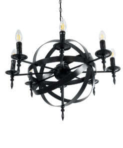 GloboStar® ESTELLE 01003 Vintage Industrial Κρεμαστό Φωτιστικό Οροφής Πολύφωτο 8 x E14 AC220-240V IP20 – Φ65 x Y50cm – Μαύρο Μεταλλικό Πολυέλαιος Πλέγμα – 5 Χρόνια Εγγύηση