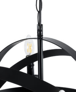 GloboStar® ESTELLE 01003 Vintage Industrial Κρεμαστό Φωτιστικό Οροφής Πολύφωτο 8 x E14 AC220-240V IP20 – Φ65 x Y50cm – Μαύρο Μεταλλικό Πολυέλαιος Πλέγμα – 5 Χρόνια Εγγύηση