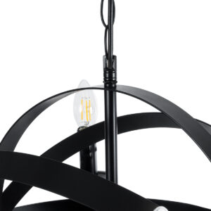 GloboStar® ESTELLE 01003 Vintage Industrial Κρεμαστό Φωτιστικό Οροφής Πολύφωτο 8 x E14 AC220-240V IP20 – Φ65 x Y50cm – Μαύρο Μεταλλικό Πολυέλαιος Πλέγμα – 5 Χρόνια Εγγύηση