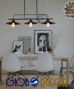 GloboStar® REGAL 01009 Vintage Industrial Φωτιστικό Οροφής Τρίφωτο Μαύρο Ράγα Μ113 x Π26 x Υ85cm